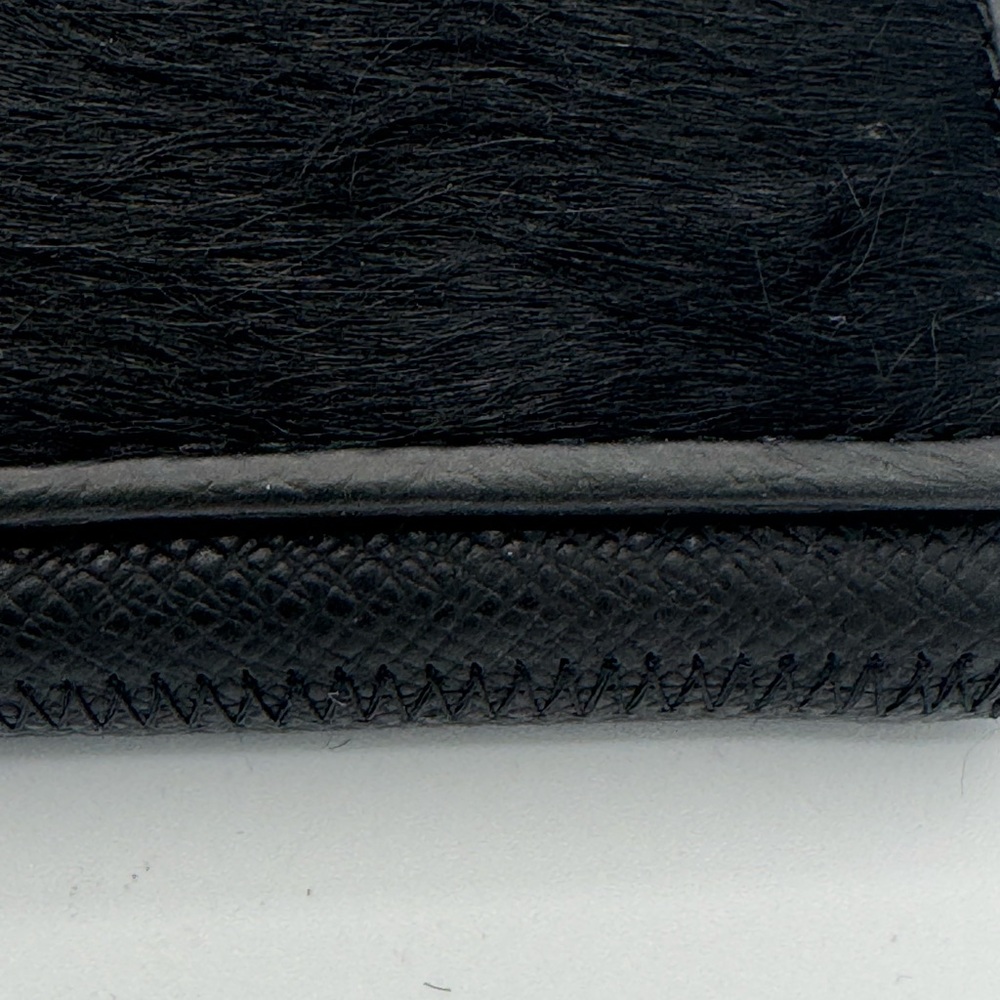 Gaofan Leather and Calf Hair Wallet Clutch Gold Accents Multiple Pockets Slots - Picture 3 of 7